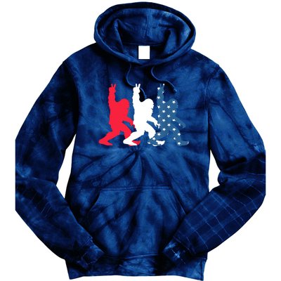 Bigfoot 4th Of July Sasquatch American Flag Patriotic USA Tie Dye Hoodie