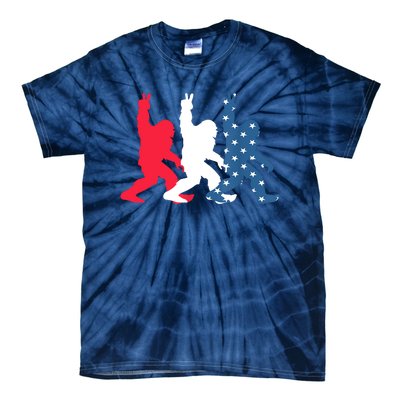 Bigfoot 4th Of July Sasquatch American Flag Patriotic USA Tie-Dye T-Shirt