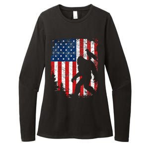 Bigfoot 4th of July Bald Eagle American USA Flag Patriotic Womens CVC Long Sleeve Shirt