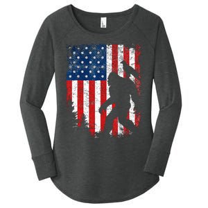 Bigfoot 4th of July Bald Eagle American USA Flag Patriotic Women's Perfect Tri Tunic Long Sleeve Shirt