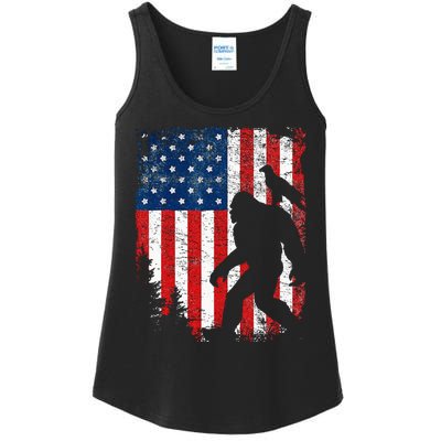 Bigfoot 4th of July Bald Eagle American USA Flag Patriotic Ladies Essential Tank