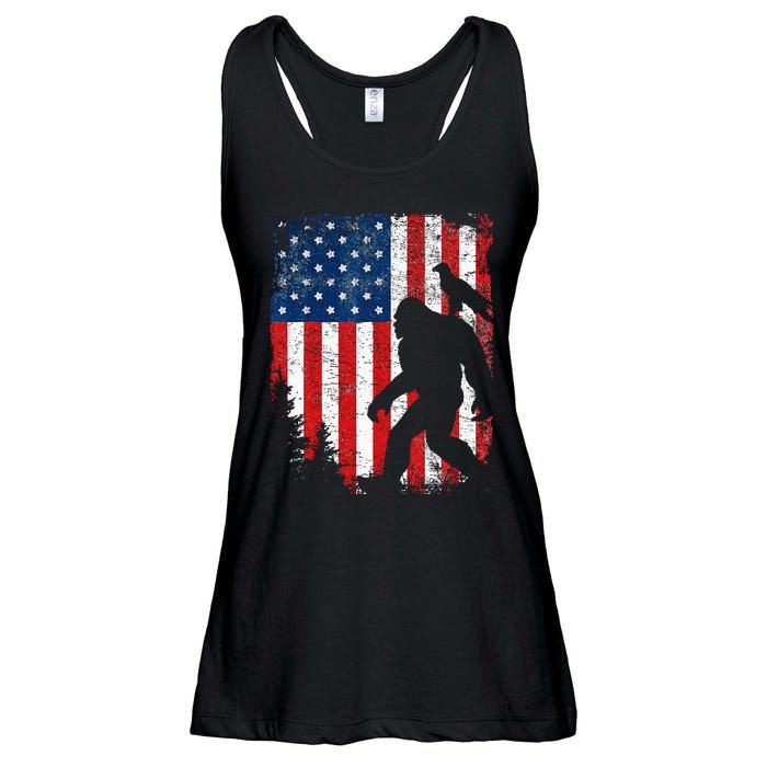 Bigfoot 4th of July Bald Eagle American USA Flag Patriotic Ladies Essential Flowy Tank