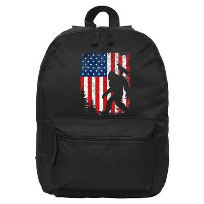 Bigfoot 4th of July Bald Eagle American USA Flag Patriotic 16 in Basic Backpack