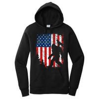 Bigfoot 4th of July Bald Eagle American USA Flag Patriotic Women's Pullover Hoodie