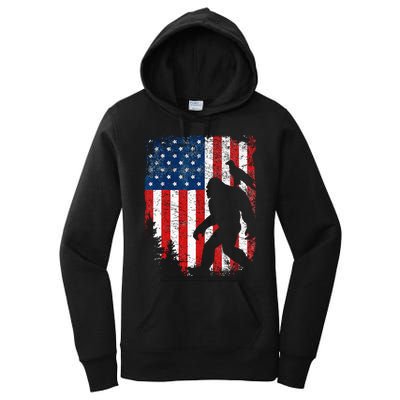 Bigfoot 4th of July Bald Eagle American USA Flag Patriotic Women's Pullover Hoodie