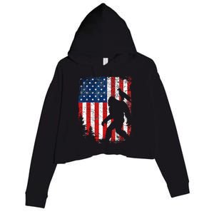 Bigfoot 4th of July Bald Eagle American USA Flag Patriotic Crop Fleece Hoodie