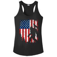 Bigfoot 4th of July Bald Eagle American USA Flag Patriotic Ladies PosiCharge Competitor Racerback Tank