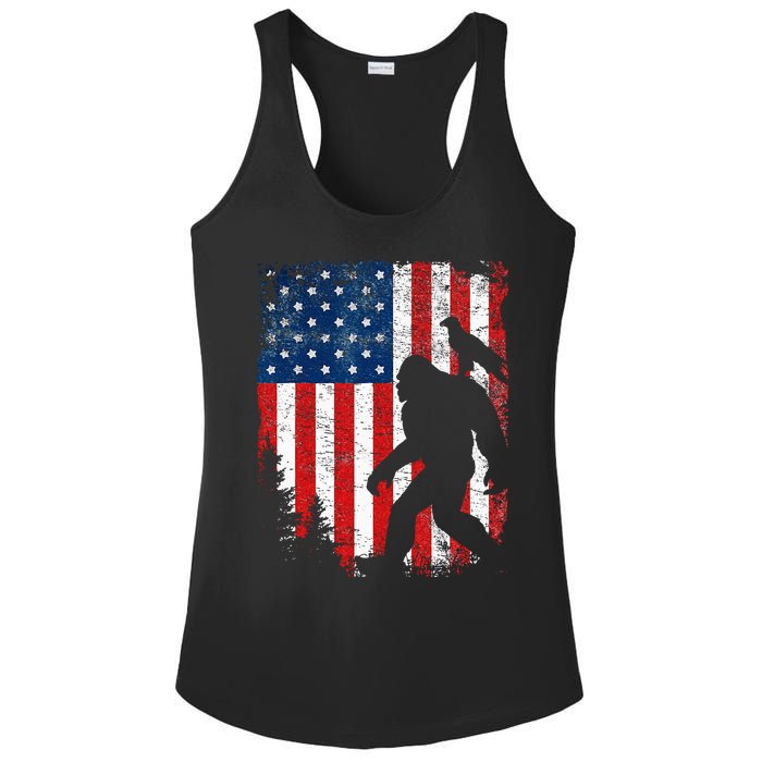 Bigfoot 4th of July Bald Eagle American USA Flag Patriotic Ladies PosiCharge Competitor Racerback Tank