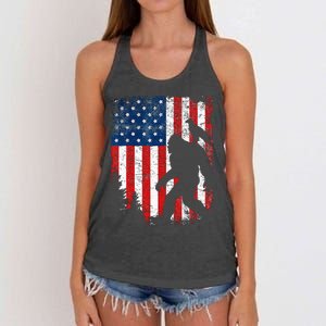 Bigfoot 4th of July Bald Eagle American USA Flag Patriotic Women's Knotted Racerback Tank