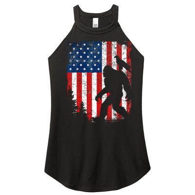 Bigfoot 4th of July Bald Eagle American USA Flag Patriotic Women's Perfect Tri Rocker Tank