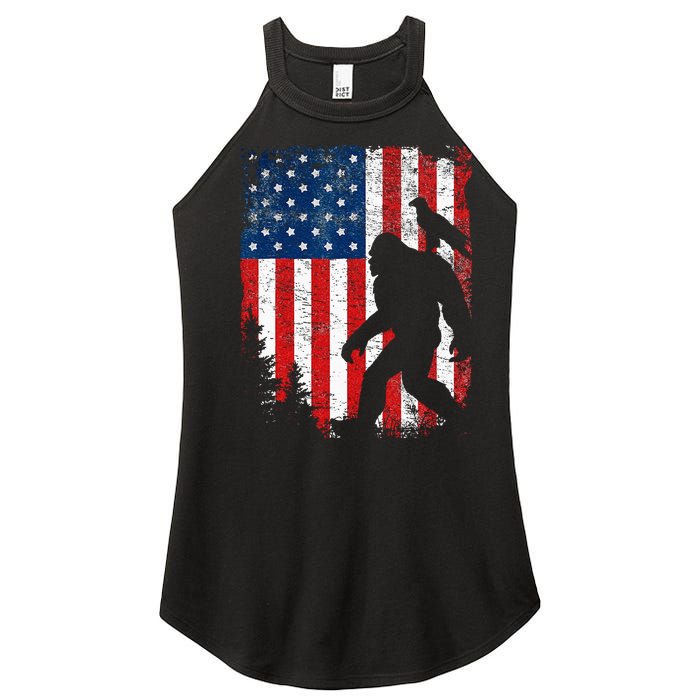 Bigfoot 4th of July Bald Eagle American USA Flag Patriotic Women's Perfect Tri Rocker Tank