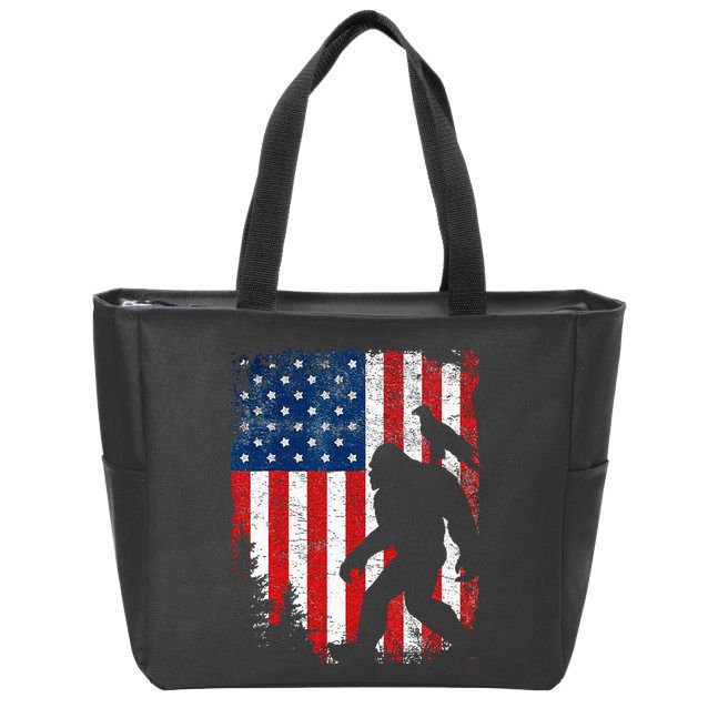 Bigfoot 4th of July Bald Eagle American USA Flag Patriotic Zip Tote Bag