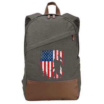 Bigfoot 4th of July Bald Eagle American USA Flag Patriotic Cotton Canvas Backpack