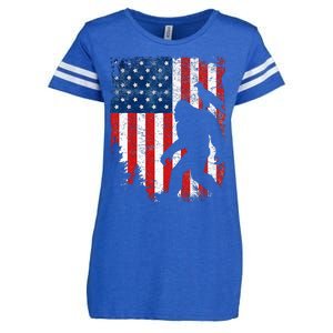 Bigfoot 4th of July Bald Eagle American USA Flag Patriotic Enza Ladies Jersey Football T-Shirt