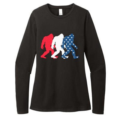 Bigfoot 4th Of July Sasquatch American Flag Patriotic USA Womens CVC Long Sleeve Shirt