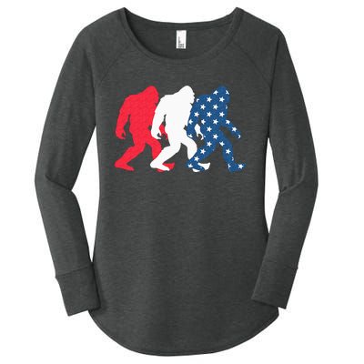 Bigfoot 4th Of July Sasquatch American Flag Patriotic USA Women's Perfect Tri Tunic Long Sleeve Shirt