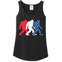 Bigfoot 4th Of July Sasquatch American Flag Patriotic USA Ladies Essential Tank