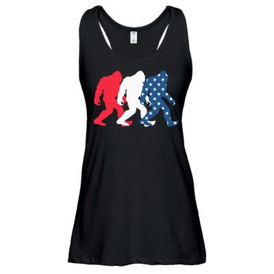 Bigfoot 4th Of July Sasquatch American Flag Patriotic USA Ladies Essential Flowy Tank