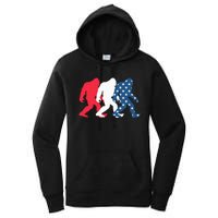 Bigfoot 4th Of July Sasquatch American Flag Patriotic USA Women's Pullover Hoodie