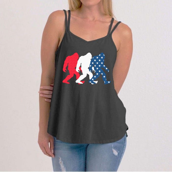 Bigfoot 4th Of July Sasquatch American Flag Patriotic USA Women's Strappy Tank