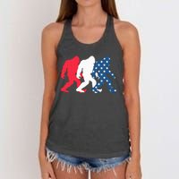 Bigfoot 4th Of July Sasquatch American Flag Patriotic USA Women's Knotted Racerback Tank