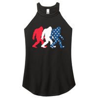 Bigfoot 4th Of July Sasquatch American Flag Patriotic USA Women's Perfect Tri Rocker Tank