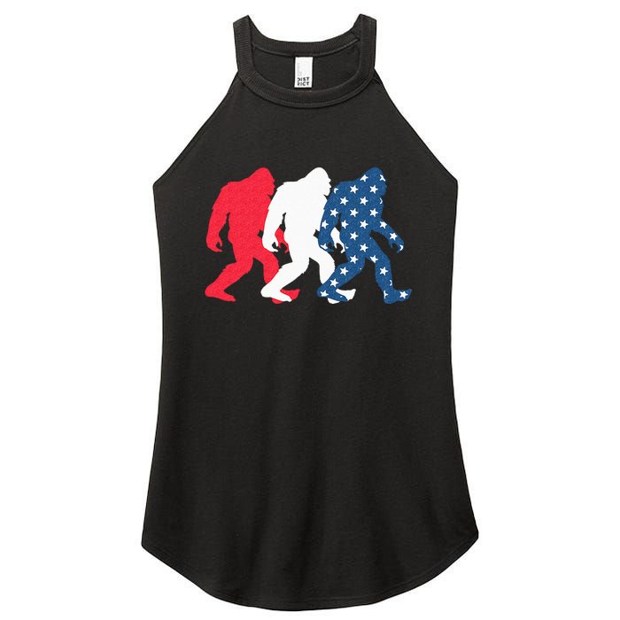 Bigfoot 4th Of July Sasquatch American Flag Patriotic USA Women's Perfect Tri Rocker Tank