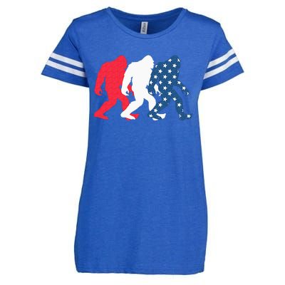 Bigfoot 4th Of July Sasquatch American Flag Patriotic USA Enza Ladies Jersey Football T-Shirt