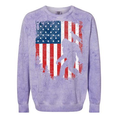 Bigfoot 4th of July Bald Eagle American USA Flag Patriotic Colorblast Crewneck Sweatshirt