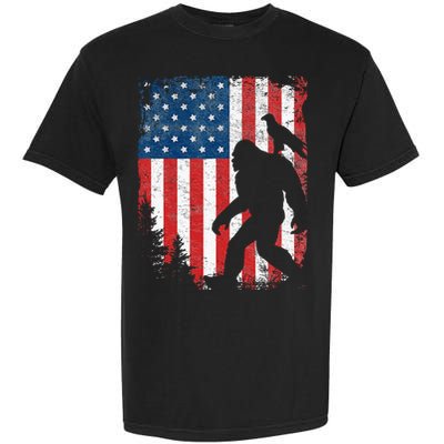 Bigfoot 4th of July Bald Eagle American USA Flag Patriotic Garment-Dyed Heavyweight T-Shirt