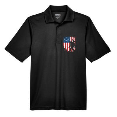 Bigfoot 4th of July Bald Eagle American USA Flag Patriotic Men's Origin Performance Pique Polo