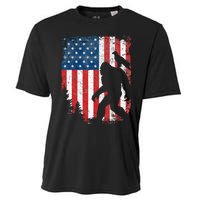 Bigfoot 4th of July Bald Eagle American USA Flag Patriotic Cooling Performance Crew T-Shirt