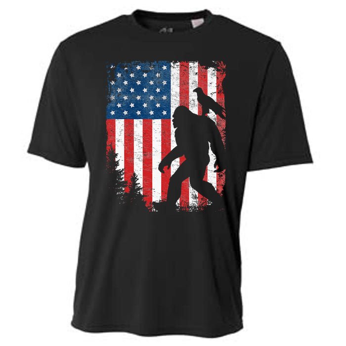 Bigfoot 4th of July Bald Eagle American USA Flag Patriotic Cooling Performance Crew T-Shirt