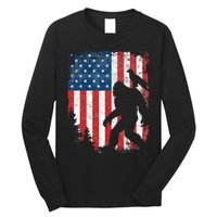 Bigfoot 4th of July Bald Eagle American USA Flag Patriotic Long Sleeve Shirt