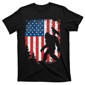 Bigfoot 4th of July Bald Eagle American USA Flag Patriotic T-Shirt