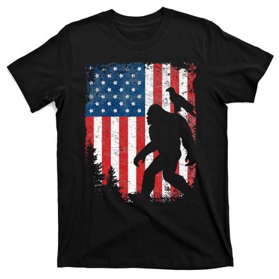 Bigfoot 4th of July Bald Eagle American USA Flag Patriotic T-Shirt