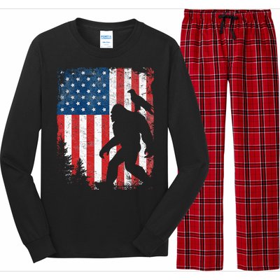 Bigfoot 4th of July Bald Eagle American USA Flag Patriotic Long Sleeve Pajama Set