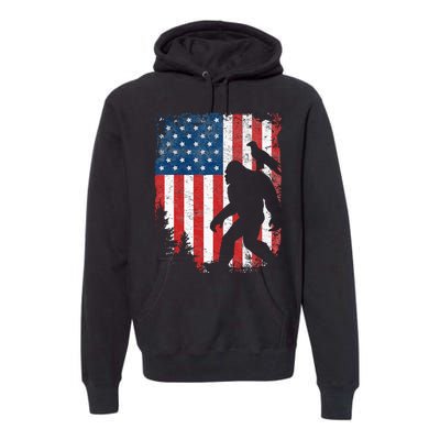 Bigfoot 4th of July Bald Eagle American USA Flag Patriotic Premium Hoodie