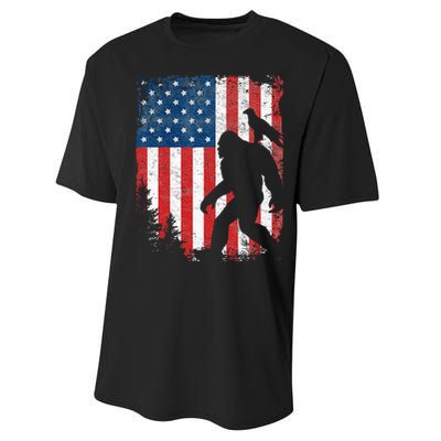 Bigfoot 4th of July Bald Eagle American USA Flag Patriotic Performance Sprint T-Shirt