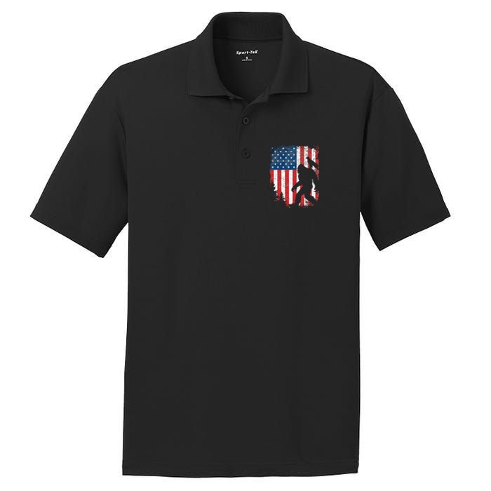 Bigfoot 4th of July Bald Eagle American USA Flag Patriotic PosiCharge RacerMesh Polo