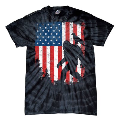 Bigfoot 4th of July Bald Eagle American USA Flag Patriotic Tie-Dye T-Shirt