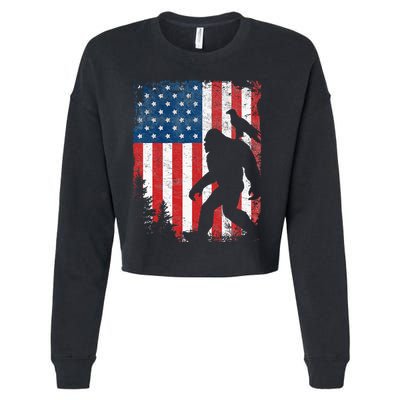 Bigfoot 4th of July Bald Eagle American USA Flag Patriotic Cropped Pullover Crew