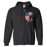 Bigfoot 4th of July Bald Eagle American USA Flag Patriotic Full Zip Hoodie