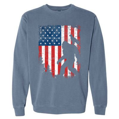 Bigfoot 4th of July Bald Eagle American USA Flag Patriotic Garment-Dyed Sweatshirt