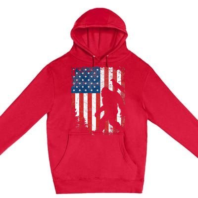 Bigfoot 4th of July Bald Eagle American USA Flag Patriotic Premium Pullover Hoodie