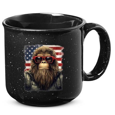 Bigfoot 4th Of July American USA Flag Patriotic 15oz Campfire Ceramic Mug
