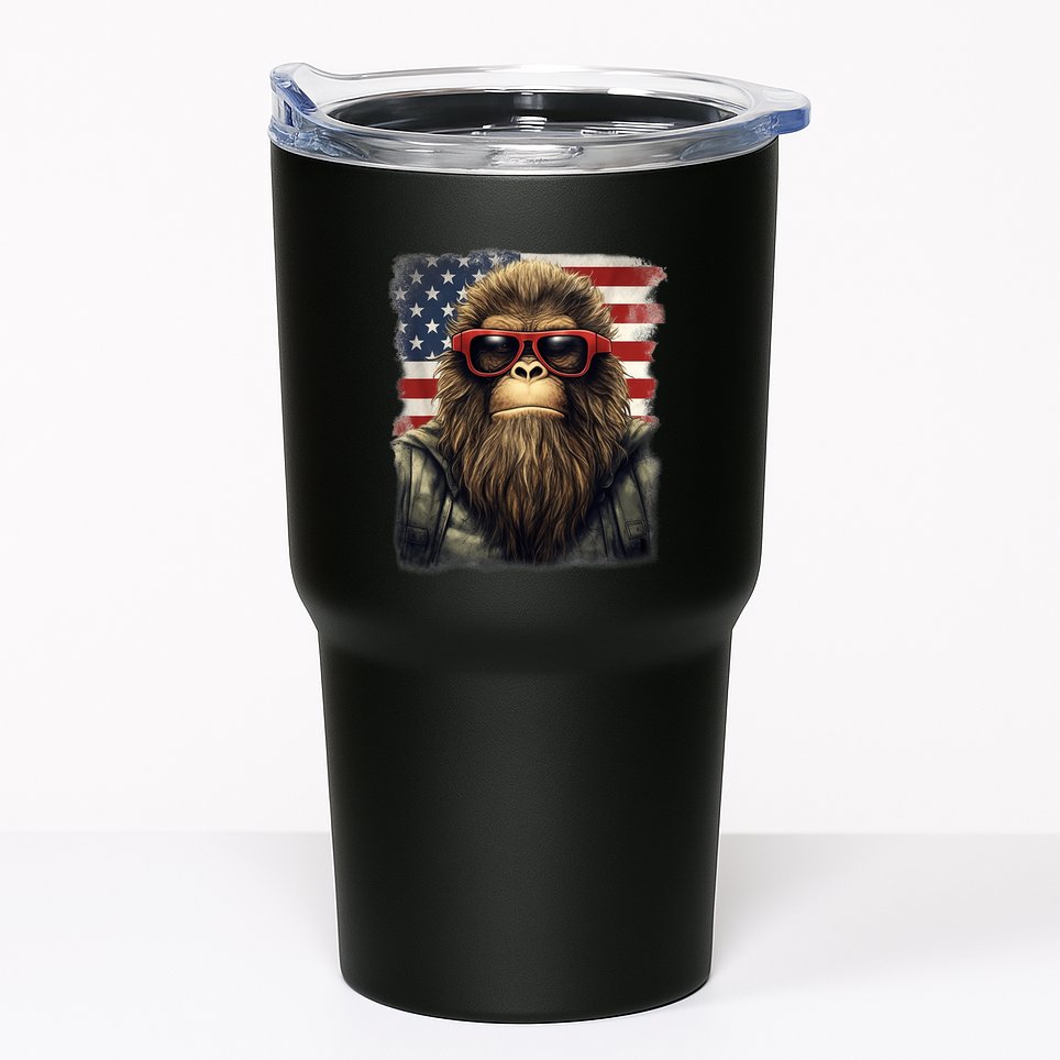 Bigfoot 4th Of July American USA Flag Patriotic Tumbler