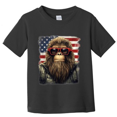 Bigfoot 4th Of July American USA Flag Patriotic Toddler T-Shirt