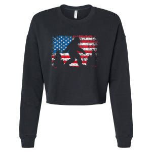 Bigfoot 4th Of July American Usa Flag Patriotic Cropped Pullover Crew