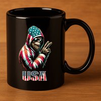 Bigfoot 4th Of July Usa Patriotic Sasquatch 11oz C Handle Ceramic Mug